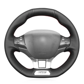 MEWANT DIY Black Faux Leather Steering Wheel Cover for 208 (GTI/GT Line/GT) 308 (GT/GTI/GT Line) 308 SW (GT/GT Line)