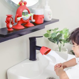 Prince Lionheart eyeSMILE Toothbrush & Toothpaste Holder Set with Faucet Extender, Flashbulb Fuchsia