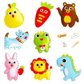 SGERUFZ 8pcs Tier-Nähsets Kinder mit Werkzeugen, Filz Nähset für Kinder, Bastelset Häkeln & Stickset Kinder, Kreative Geschenke und Bastelmaterialien für Kinder