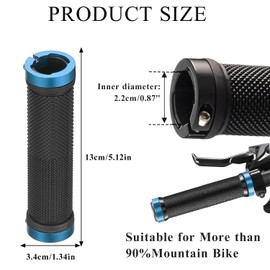 Bike Handlebar Grips, Soft Non-Slip Rubber Bicycle Handle Grip, with Double Lock for Scooter Urban Bike Tricycle Wheel Chair MTB BMX Foldable Bicycle (Blue)