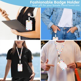 Be Kind Lanyards for ID Badges Retractable Rainbow Heart Flower Removable Neck Lanyard with Badge Reel Vertical ID Work Badge Holder for Badge Holder Nurse Office Teacher