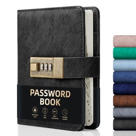 WEMATE Password Book with Lock, Password Book with Alphabetical Tabs 600+ Password Spaces, Password Logbook, Password Keeper for Computer 4.33 X 6.18 Inch Black