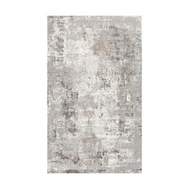 2x3 Washable Indoor Door Mat - Modern Neutral Throw Rug with Non-Slip Rubber Back for Kitchen, Entryway, Bedroom, and Bathroom - Soft Faux Wool Small Carpet in Beige and Brown