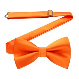HISDERN Men's Bow Tie, Dot, Checked, Paisley, Adult, Floral Pattern, Plain, Glossy, Hook Type, Easy to Put on and Take Off, Wedding, Party, Choose Color, 06 orange (solid)