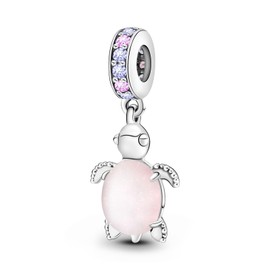 Ruaidhra Sterling Silver Charms Pendant, Clover Leaf Shell Turtle Dog Gecko Cat Charms, Charms for Bracelet Necklace, Charm Clip Stopper Bead Charms for Women, Sterling Silver