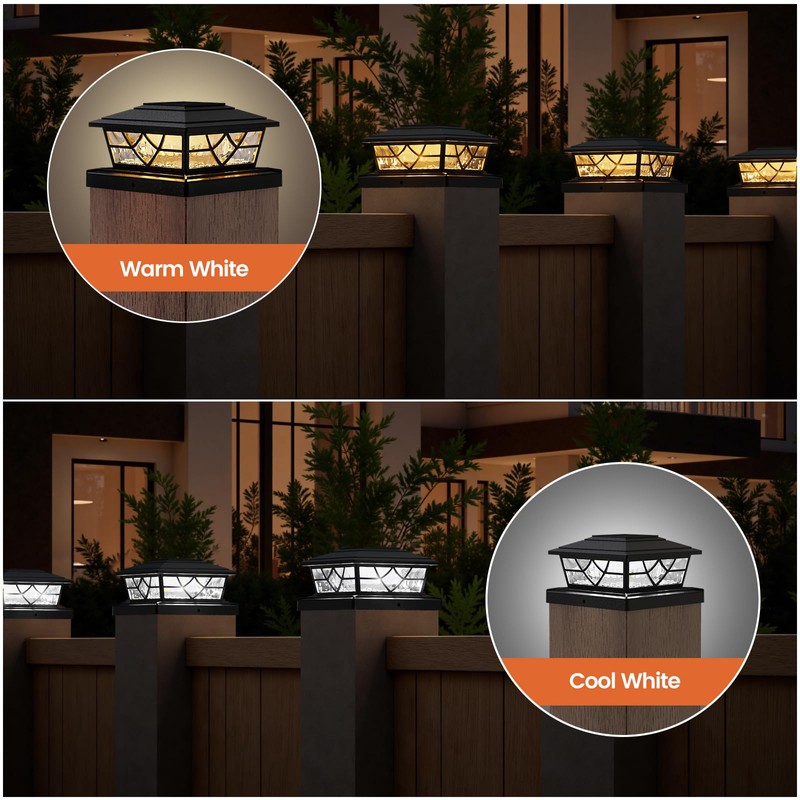 APONUO Solar Post Cap Lights, Warm White & Cool White,