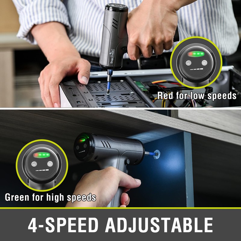 SnapFresh Electric Cordless Screwdriver Set,4V Rechargeable Screw Gun with 10
