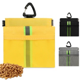 RINWUNS Dog Treat Pouch, Portable Pet Training Treat Bag, Canvas Hand Free Dog Walking Bag with Carabiner, Self-Closing Pet Feed Snack Reward Pocket, for Pet Walking, Travel or Outdoor Use (Yellow)