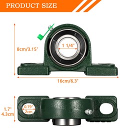 SHINICO Pillow Block Bearing 1 1/4 inch Shaft Bore, Solid Cast Iron Base, Self-Aligning, UCP206-20, Pack of 2