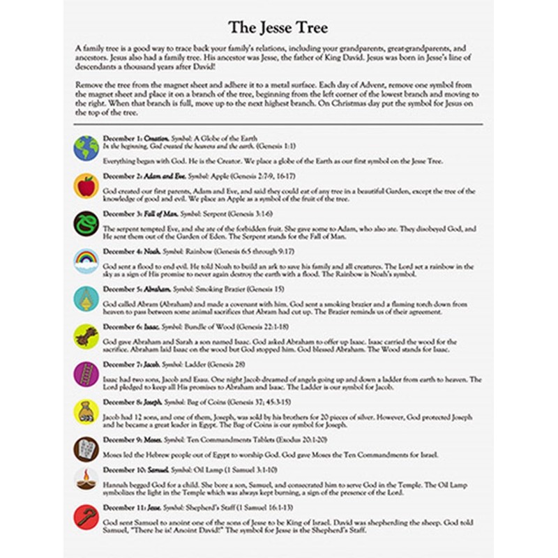 Christmas Advent Set Advent Jesse Tree Devotional Flexible Magnet Set