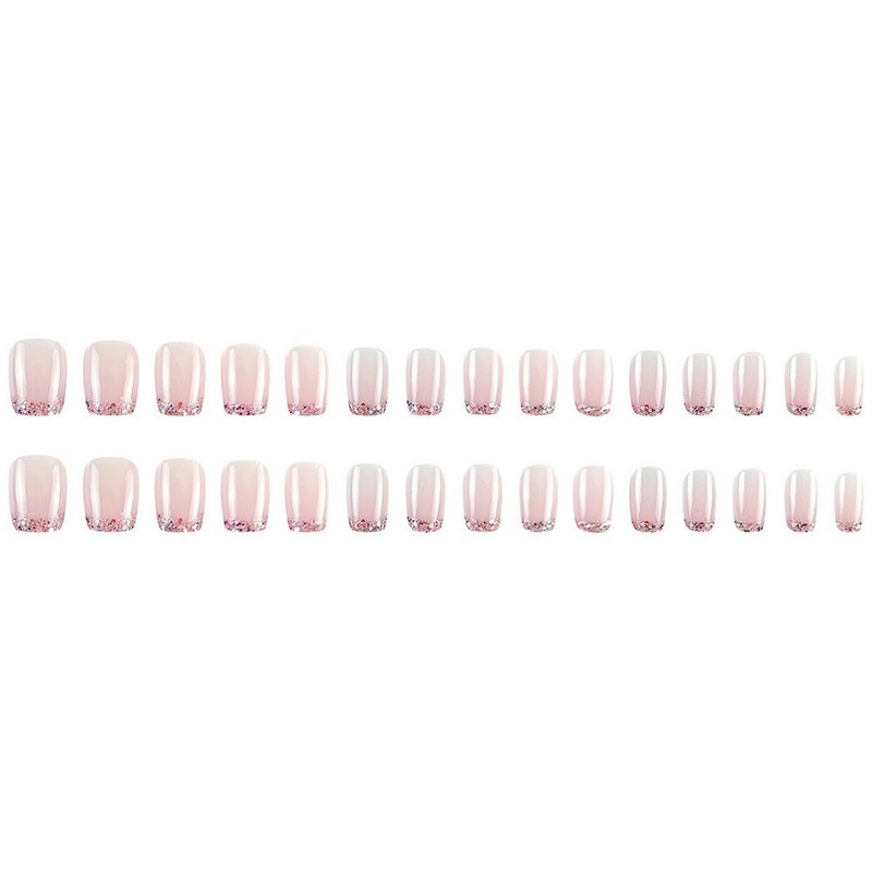 Pink French Tip Press on Nails Short Coffin OFDNE Petite