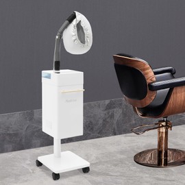 Nano Hair Steamer Micro Mist Standing Hair Machine, Professional Multi-Function Hair Care Equipment with Steam Cap & Wheels for Salon SPA Barber Shop 110V (White)