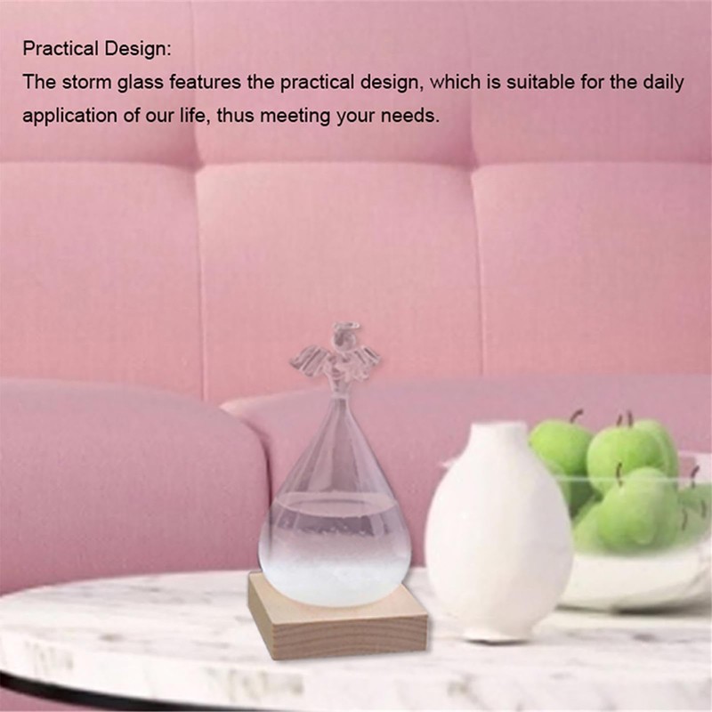 Storm Glass Weather Station,Water Drop Weather Predictor with Wood Base