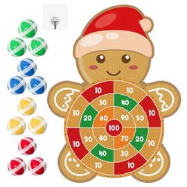 YQUQWN Large Christmas Dart Board for Kids 28.7 Inch Gingerbread Man Target with 12 Sticky Balls Hook Christmas Indoor Decorations Party Toys Gifts for Family