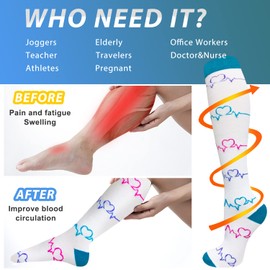 Actinput 4 Pairs of Compression Socks for Men and Women, Colourful Support Stockings, Compression Socks for Sports, Flying, Running, Travel, Cycling, Nurses (4104 – Black, S–M)