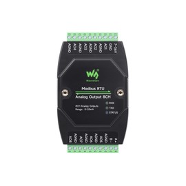 Waveshare Industrial 8-Ch Analog Output Module, 12-Bit DA Conversion, Supports 8-Ch Simultaneous Current Output, DC 7~36V Wide Voltage Power Supply, Modbus RTU Protocol, Rail-Mount Support