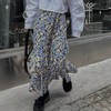 랜덤플레이 이중 프릴 플라워 러플 롱 스커트 블루 FREE Random Play Double Frill Flower Ruffle Long Skirt Blue FREE