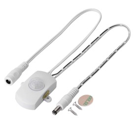 Fdit DC 6V to 24V 5A Mini Pir Motion Sensor Switch, 120 Degree & 5-7m Sensoring Range Occupancy Sensor for Yard Kitchen Cabinet Closet led Lighting(white)