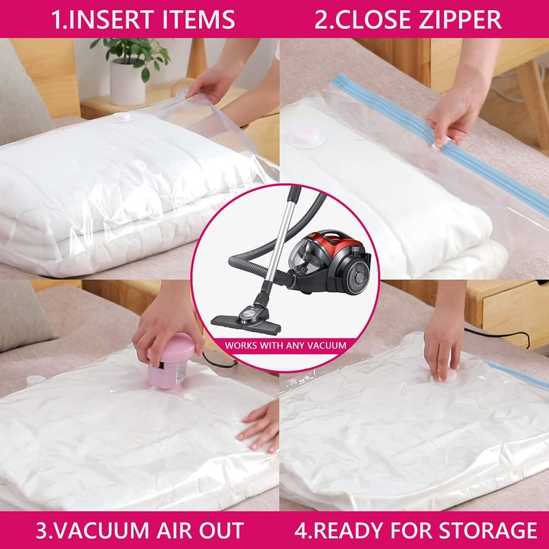 Vacuum Storage Bags, 6 Pack Small ReUsable Sealer Bags for