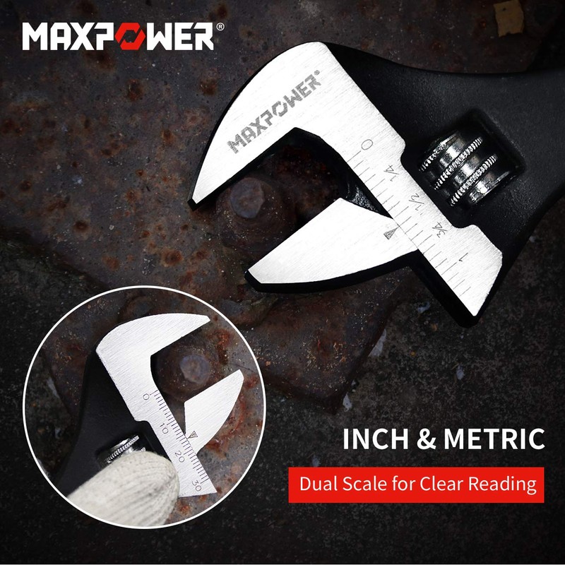 MAXPOWER 3-pieces Spud Wrench, 10-inch 12-inch 16-inch Adjustable Wrench Set