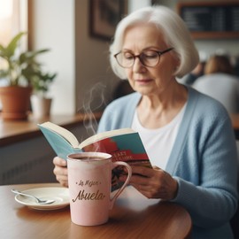 Abuela Gifts in Spanish, La Mejor Abuela Mug, Birthday Mother’s Day Christmas Gifts for Abuela Grandma from Granddaughter Grandkis Grandson, 14 OZ Pink with Gift Box