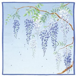 Yamamoto Hitoto Shoten Hyakka Ran Modern Yuzen Large Handkerchief Wisteria B Blue [1925-B] Floral Gauze Made in Japan