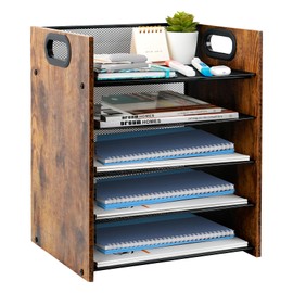5 Tier Wood Desk Organizer, Paper Organizer for Desk, Paper Tray, Paper Organizer Storage, Letter Tray, Desk Paper Tray, File Organizer, Document Organizer for Office, Classroom