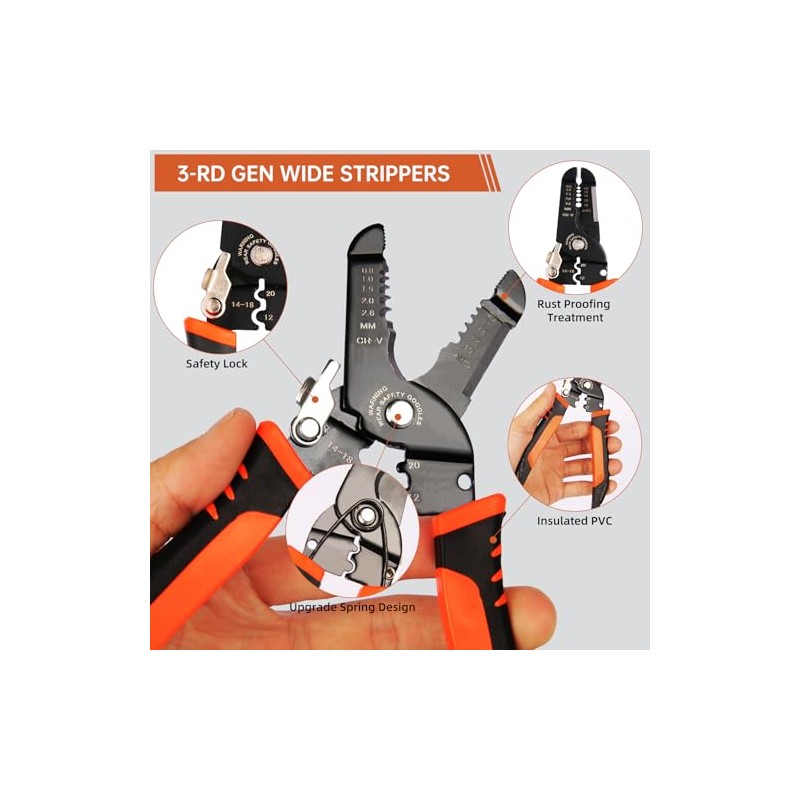 Wire Stripper, 3-rd Generation Wire Strippers or Crimping Tool, 5-IN-1