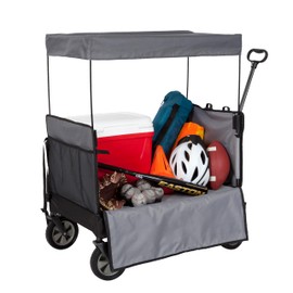 Seina Omni Collapsible Wagon 300 lbs 6ft Storage, Utility Cart on Wheels, Foldable Grocery Wagon (Canopy)