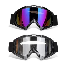 ZEMFAY Dirt Bike Goggles 2-Pack,Windproof Dustproof Anti-Fog ATV Glasses Motocross Eyewear with UV Protection Riding Racing Off Road for Men Women Youth