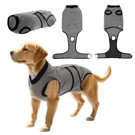 CAPASTEC Pet Recovery Suit for Dogs and Cats After Surgery Black White L