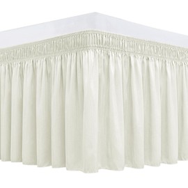 Biscaynebay Wrap Around Bed Skirts for Twin & Twin XL Beds 18" Long Drop, Ivory Adjustable Elastic Dust Ruffles Easy Fit Wrinkle Resistant Silky Luxurious Fabric Machine Washable