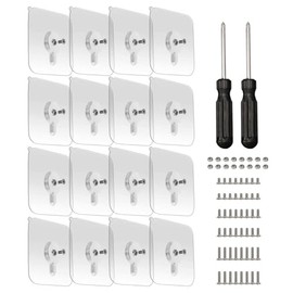 16-Set Adhesive Screws Wall Mount Hanging Nails No-Trace No Drilling Stick-on Sticky Screw with 3 Different Size Screw for Bathroom Kitchen Storage Room Tile Wall
