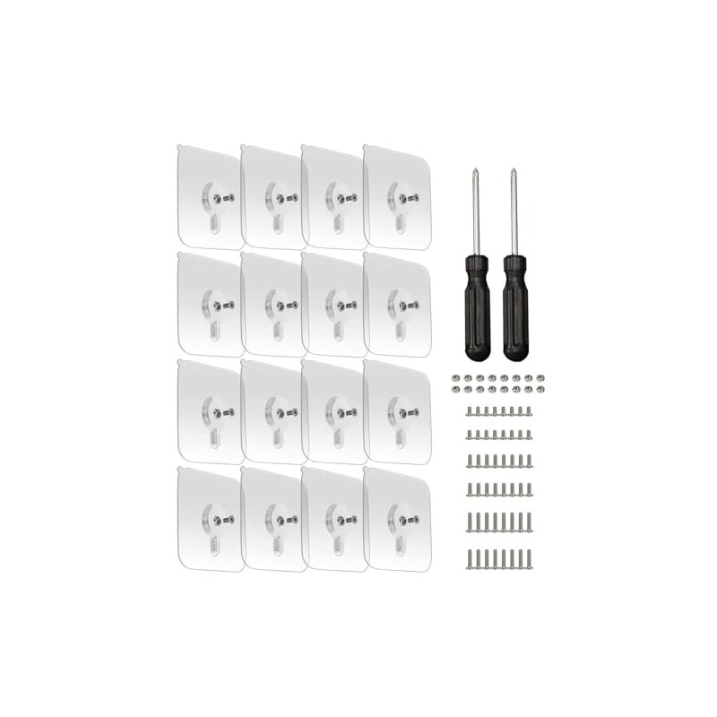 16-Set Adhesive Screws Wall Mount Hanging Nails No-Trace No Drilling