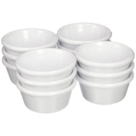 Winco Commercial-Grade Plastic Ramekin/Dipping Sauce Cup, Smooth, 6 Ounce, White (12 Pack)