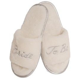 Keanu Ladies Bride to Be Slider Slippers - Faux Fur Glitter Slippers - UK Sizes 3-4, 5-6, & 7-8 (Bride to Be, 3-4)