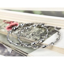 Flongo Women's Stunning Stainless Steel Silver Loop Hoop Earrings, 1.6 inch