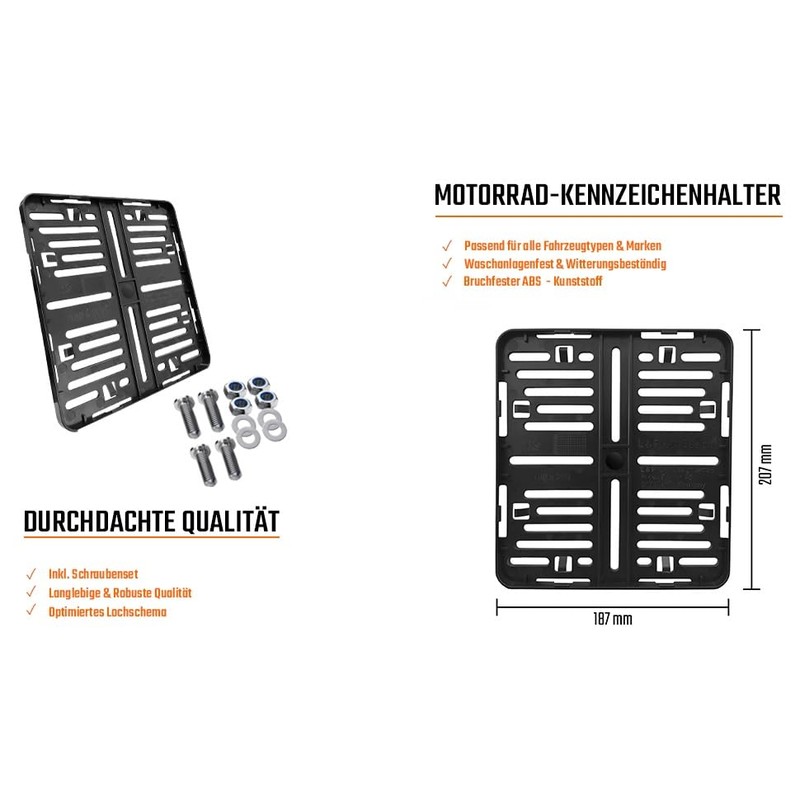 Motorcycle License Plate Holder 180 x 200 mm 180 x