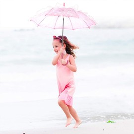 Fdit Bridal Lace Cotton Umbrella Parasol Costume for Wedding Parties Dancing Photography Prop(Pink)