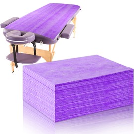 20 Pieces Disposable Bed Sheets Bed Cover Spa Massage Table Sheet Waterproof Bed Cover Flat Sheets Non-woven Fabric, 31 x 71 Inches (Purple)
