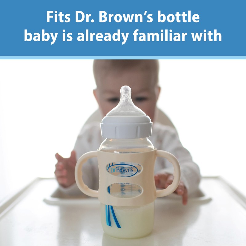 Dr. Brown's Wide-Neck Baby Bottle Handles, 100% Silicone, Easy Grip