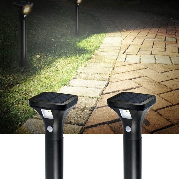 AURAXY LED Solar Powered Motion Sensor Pathway Lights, Battery Powered