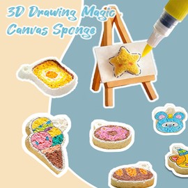 Magic Puffy Paint, 3D Drawing Magic Canvas Sponge, Puffy Popcorn Drawing Texture Painting Kit, DIY Bubble Drawing Pens Art Supplies, for Painting, Art (Square)