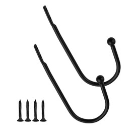 2 Pcs Small Curtain Tie Backs Hooks with 4 Pcs Screws, Small Black Tie Back Hooks, U-Shaped Wall Hook for Coat Towel Key, Durable Curtain Holder, for Home Bedroom Fixed Or Hanging Items Decor