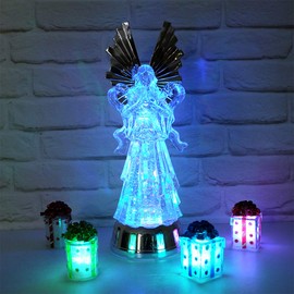 DRomance 14" Color Changing Praying Angel Snow Globe Lantern with 6 Hour Timer, Battery Operated Lighted Angel Water Lamp Swirling Glitter Mother's Day Gift