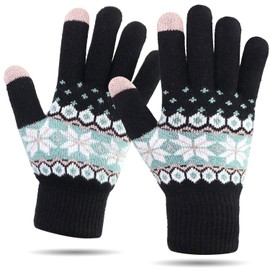 Veni Masee women's warm winter wool touchscreen gloves, with thermal soft lining and elastic cuffs -