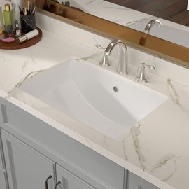 Undermount Bathroom Sink - Lordear 20x14 Inch Bathroom Vanity Sink Undermount Rectangle White Porcelain Ceramic Bathroom Under Counter Lavatory Vanity Sink Basin with Overflow