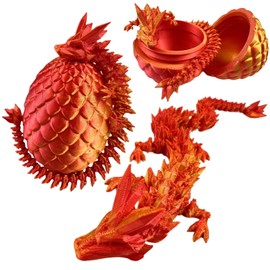 Easter Basket Stuffers, 3D Printed Dragon in Egg, Surprise Egg with Dynamic Dragon Inside, Full Articulated Crystal Fidget Dragon, 3D Printed Mystery Animals Toy for Home & Office Decoration