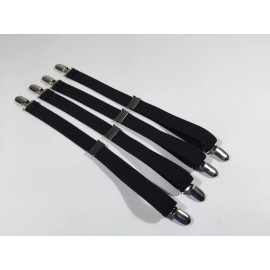 Wesol Distribution GATOR CLIP Black Military 4pk Shirt Stay Garters