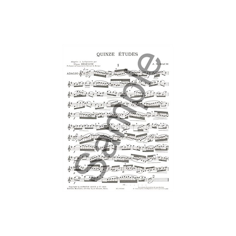 Alphonse Leduc ウィットナー バッハ : 15の練習曲 (クラリネット教則本) ルデュック出版